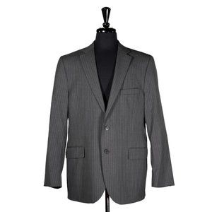 Stafford Mens Blazer Gray Striped Wool 2 Button Lined Suit Jacket Sport Coat 42R